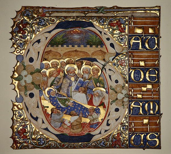 Marlay Cutting IT.18 Dormition of the Virgin, fra en gradual af Santa Mattia i Murano, Venedig, ca. 1450 (bladguld & tempera på pergament) af The Master of the Murano Gradual