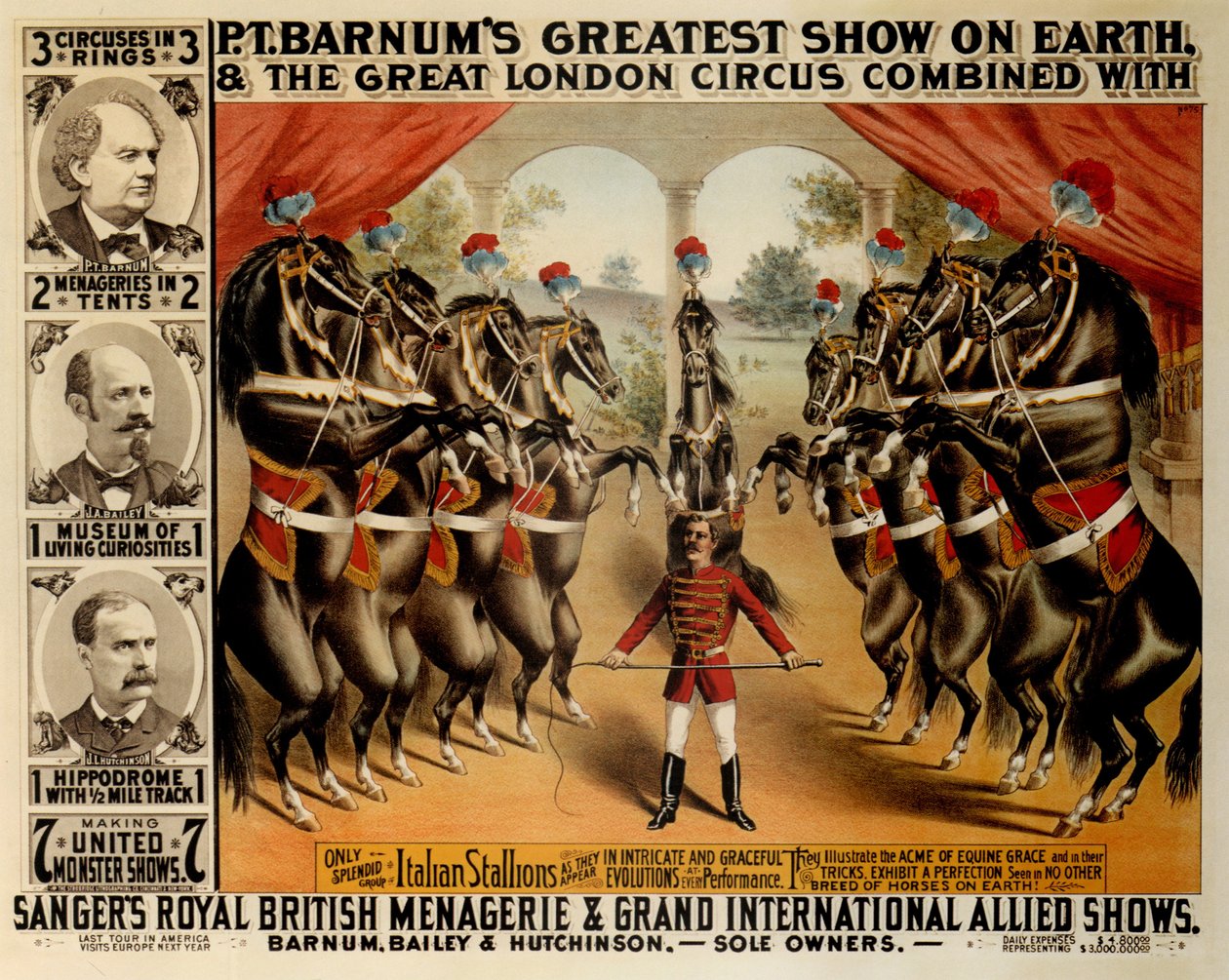 Barnums største show på jorden, 1882 af The Strobridge Lithographing Company