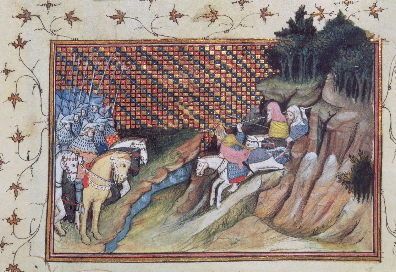 Harl 1319 f.9 MacNamara, den irske høvding kommer for at konferere med jarlen af Gloucester, fra 