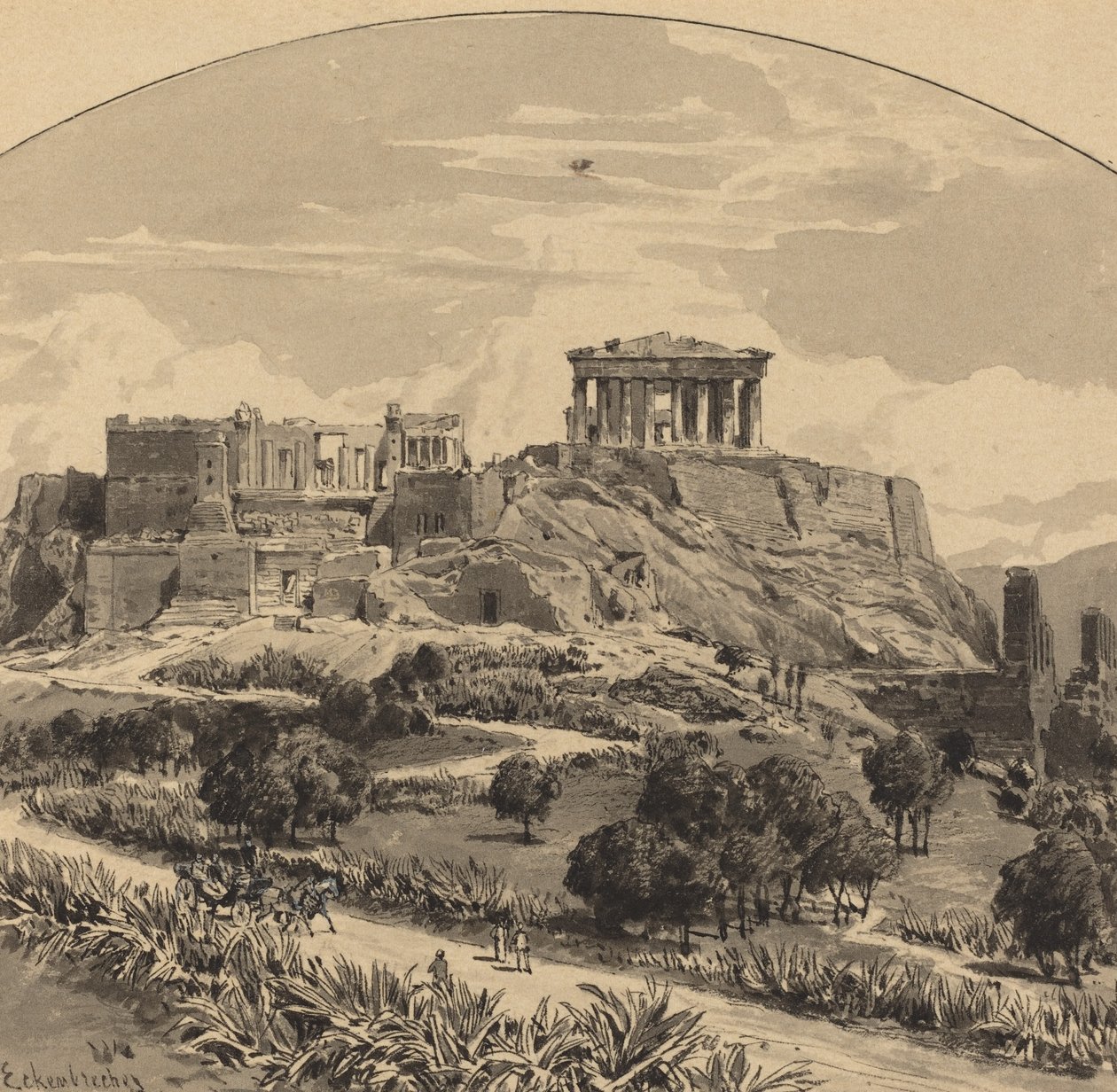 Akropolis fra Vesten af Themistocles von Eckenbrecher