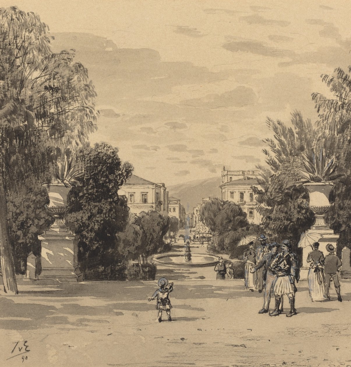 Udsigt fra det gamle kongelige palads på Hermesstreet, 1890. af Themistocles von Eckenbrecher