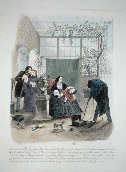 Illustration fra Visitation of a London Exquisite to his Maiden Tants in the Country, udgivet 1859 (se også 203629-31) af Theo Theo