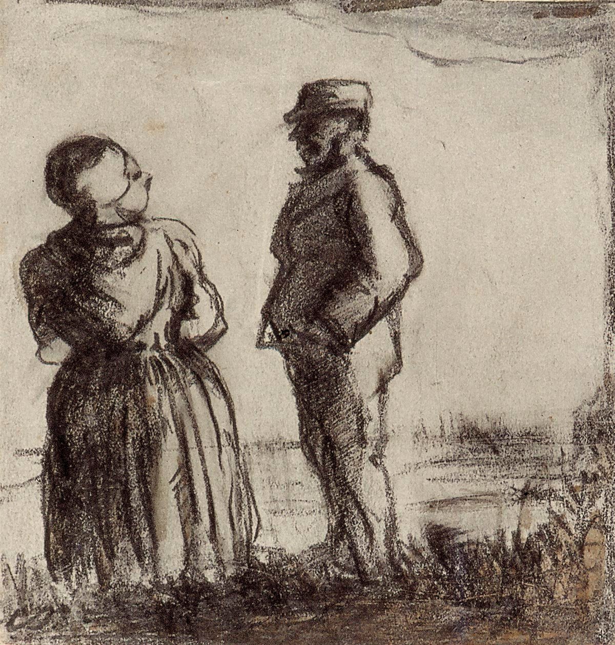 Landmand og hans kone i et landskab af Theo van Doesburg