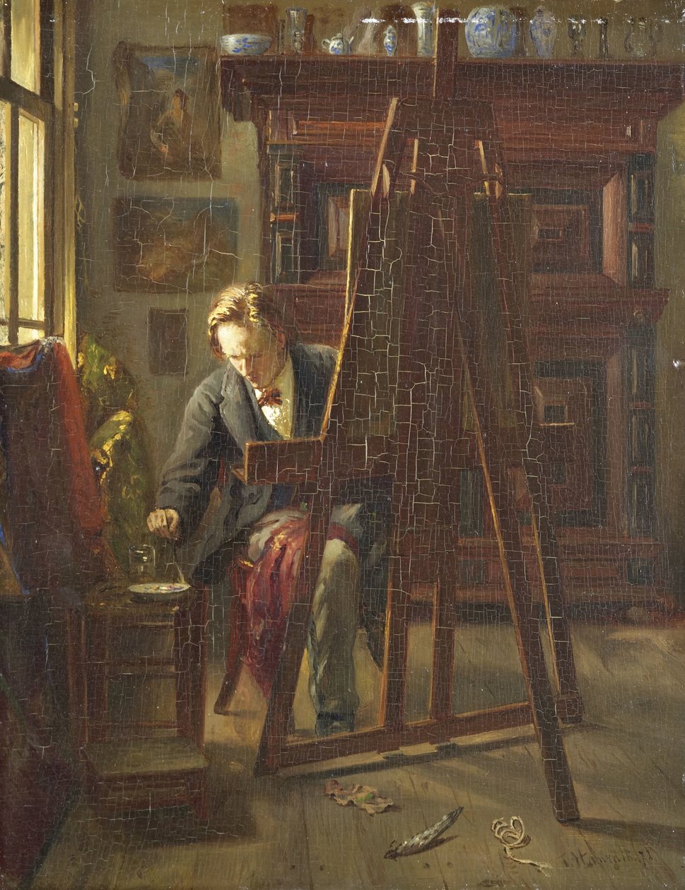 Kunstneren George Jan Hendrik Poggenbeek i sit atelier af Theo Hanrath