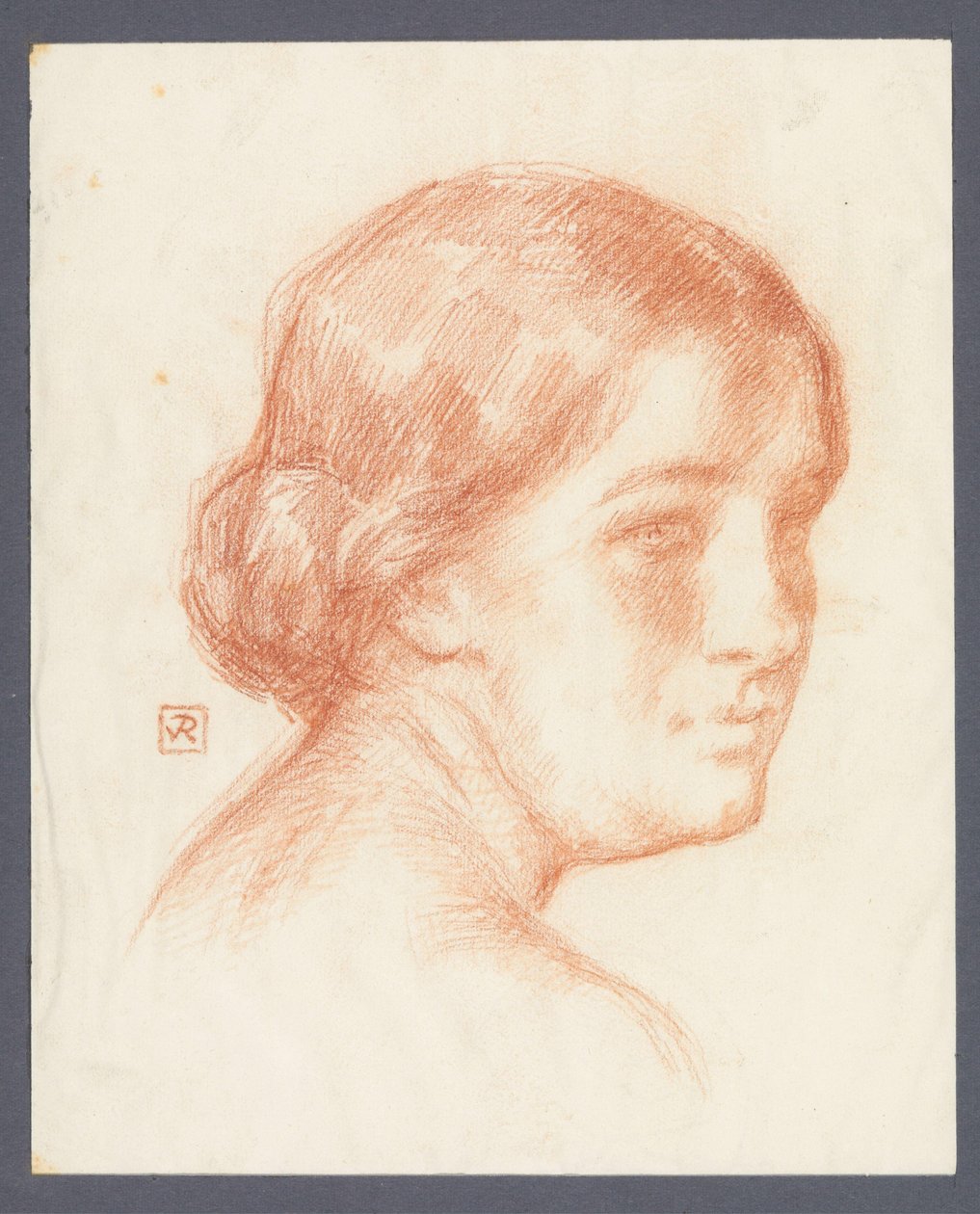 Portræt af en ukendt kvinde af Theo Van Rysselberghe (signed by artist)