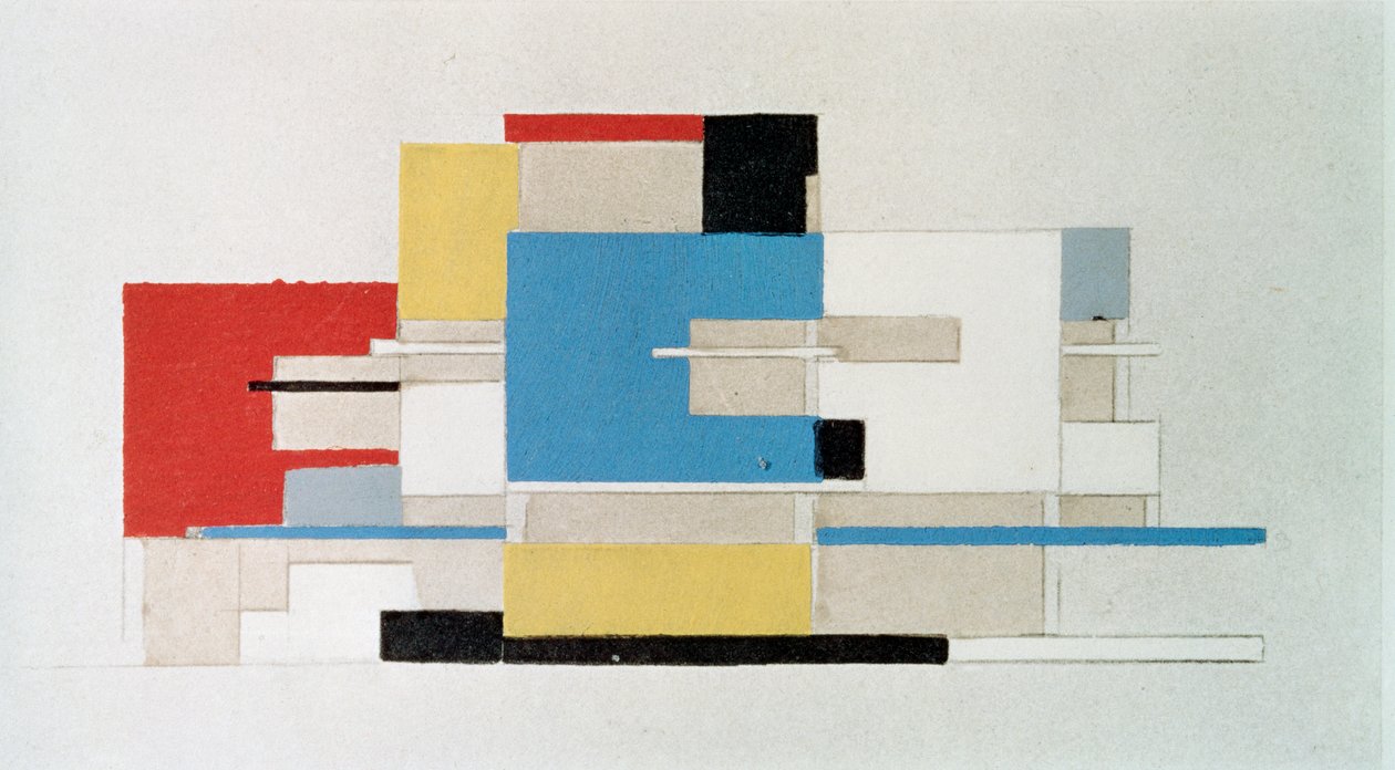 Farvestudie til arkitektur af Theo van Doesburg