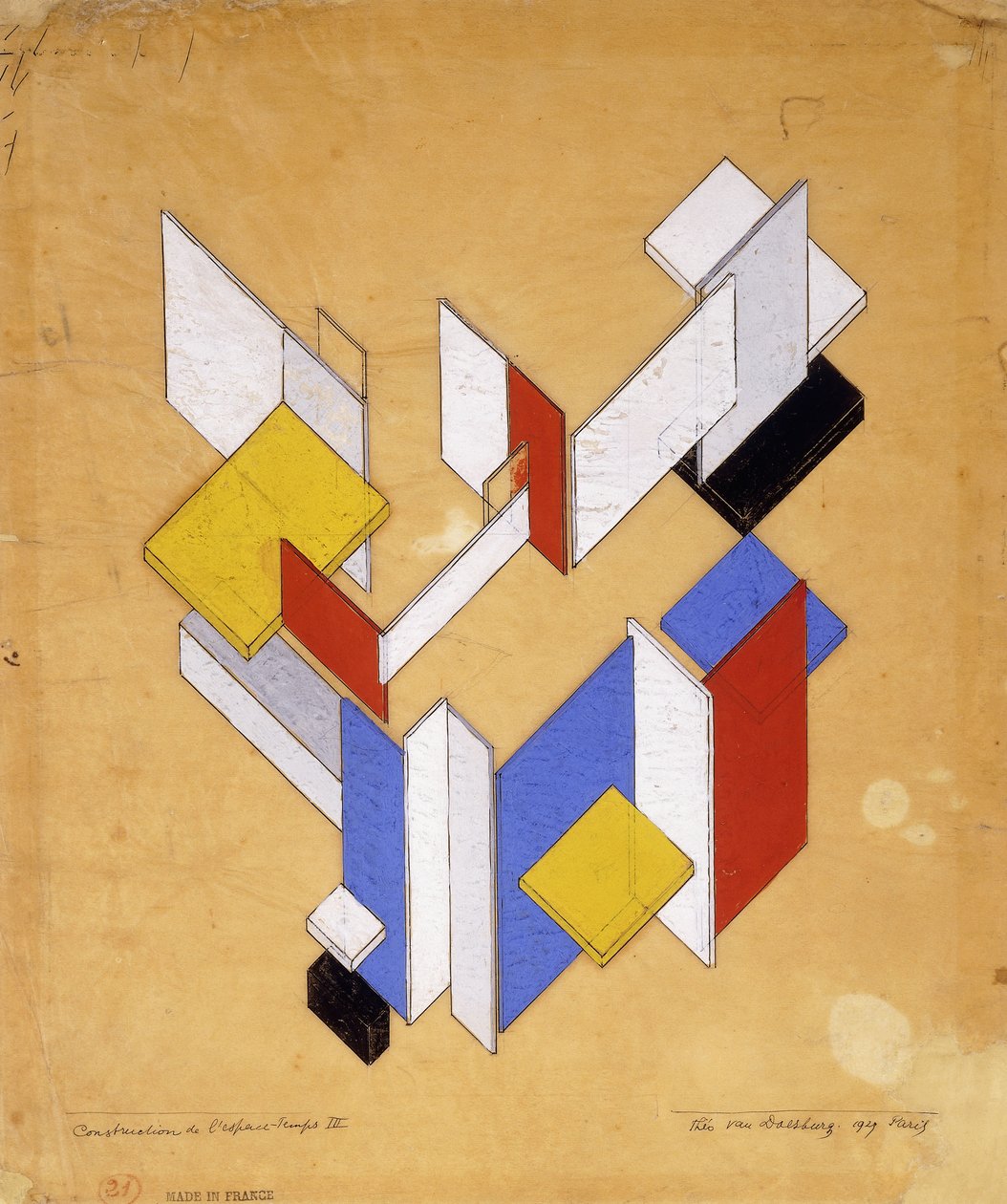 Rummets konstruktion - Tid III; Construction de L"Espace - Temps III, 1924 af Theo van Doesburg