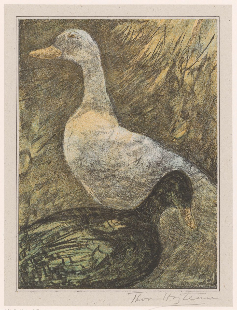 To stående ænder af Theo van Hoytema (signed by artist)