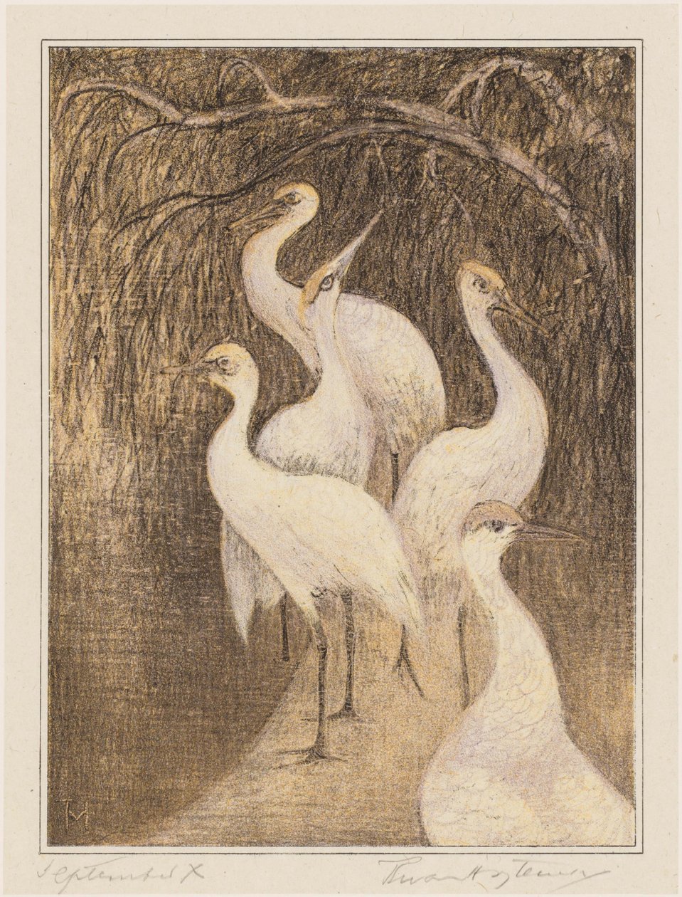 Seks kraner på havnefronten af Theo van Hoytema (signed by artist)