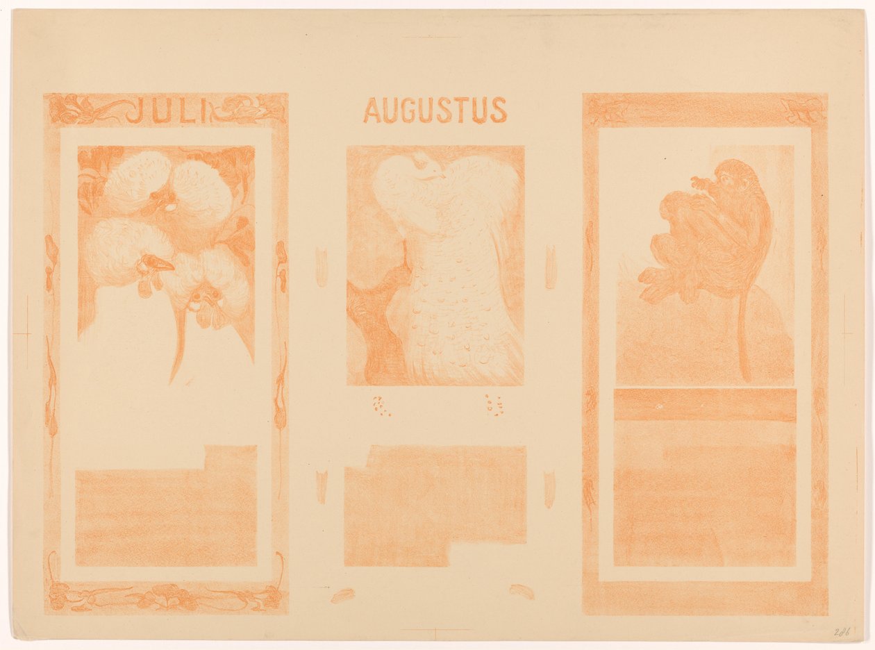 Kalendere for juli, august og november 1910 af Theo van Hoytema