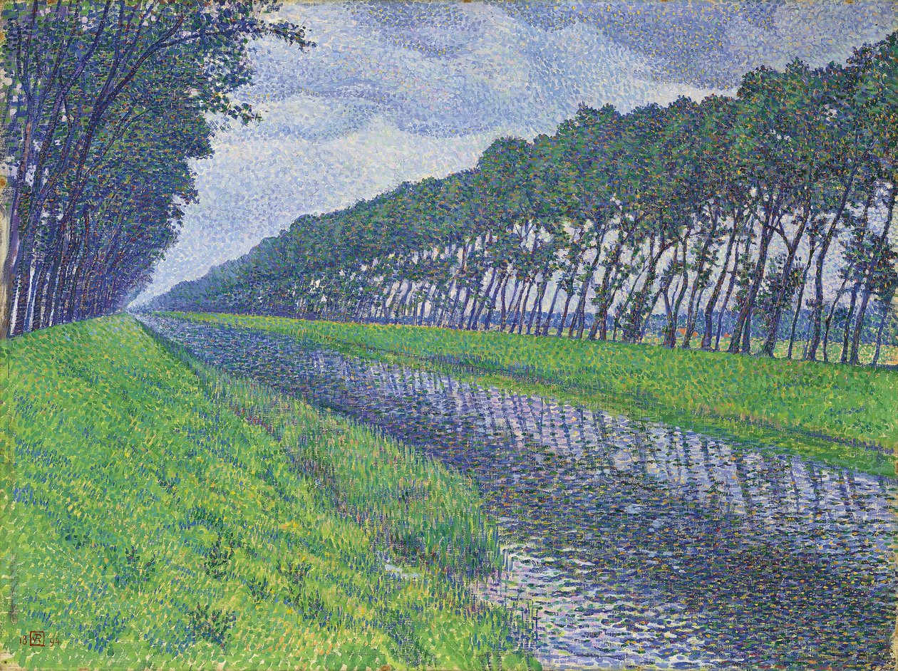 Canal in Flanders; Le canal en Flandre par temps triste, 1894dani af Théo van Rysselberghe