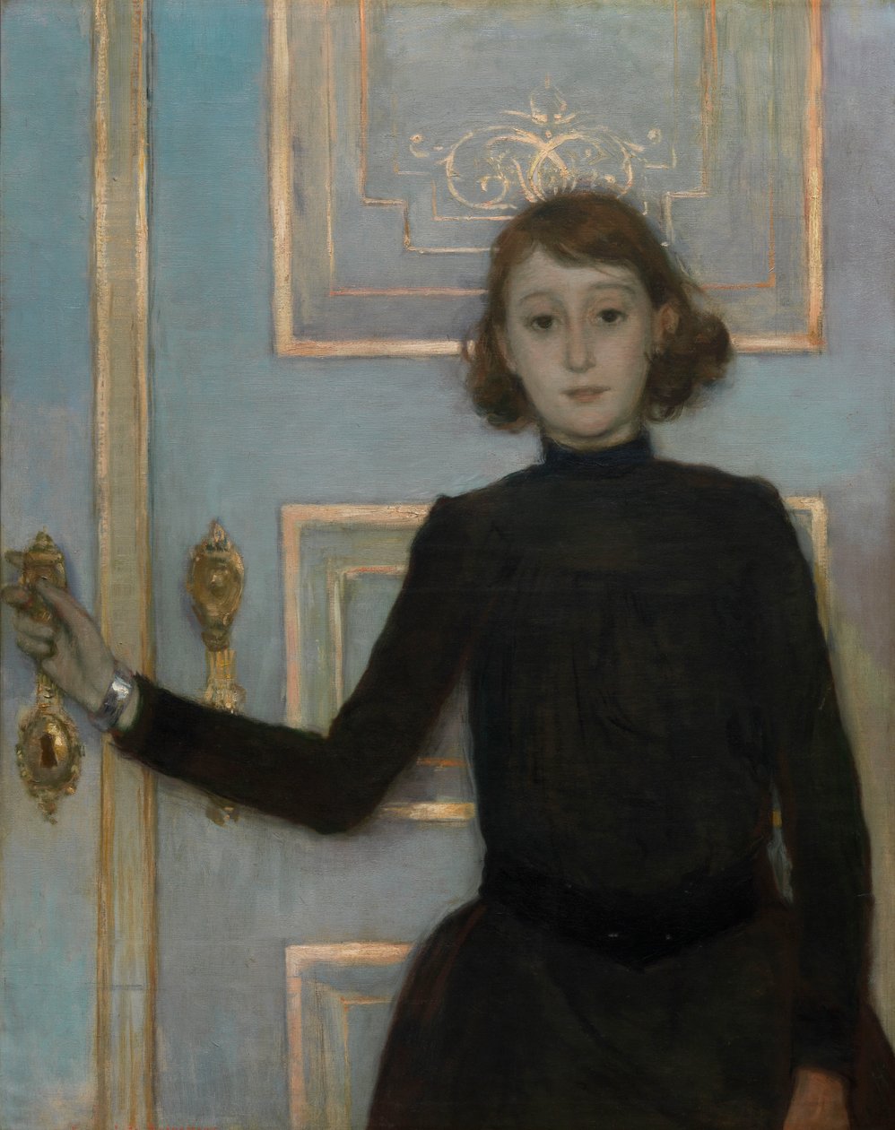 Portræt af Marguerite van Mons (olie på lærred) af Théo van Rysselberghe