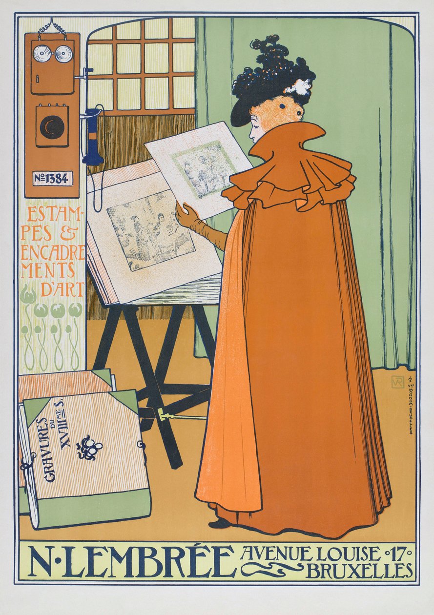 Plakat reklame kunstbutik, Bruxelles af Théo van Rysselberghe
