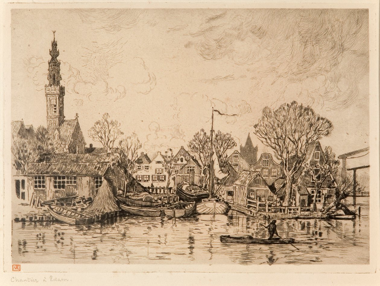 Skibsværft i Edam (Nederlandene) af Théo van Rysselberghe