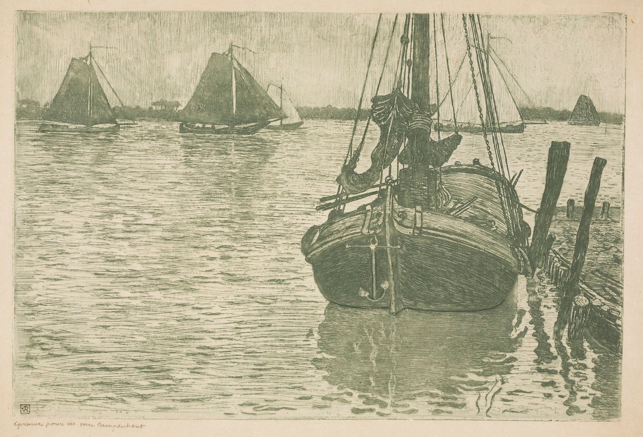 Skibe i regnen af Théo van Rysselberghe
