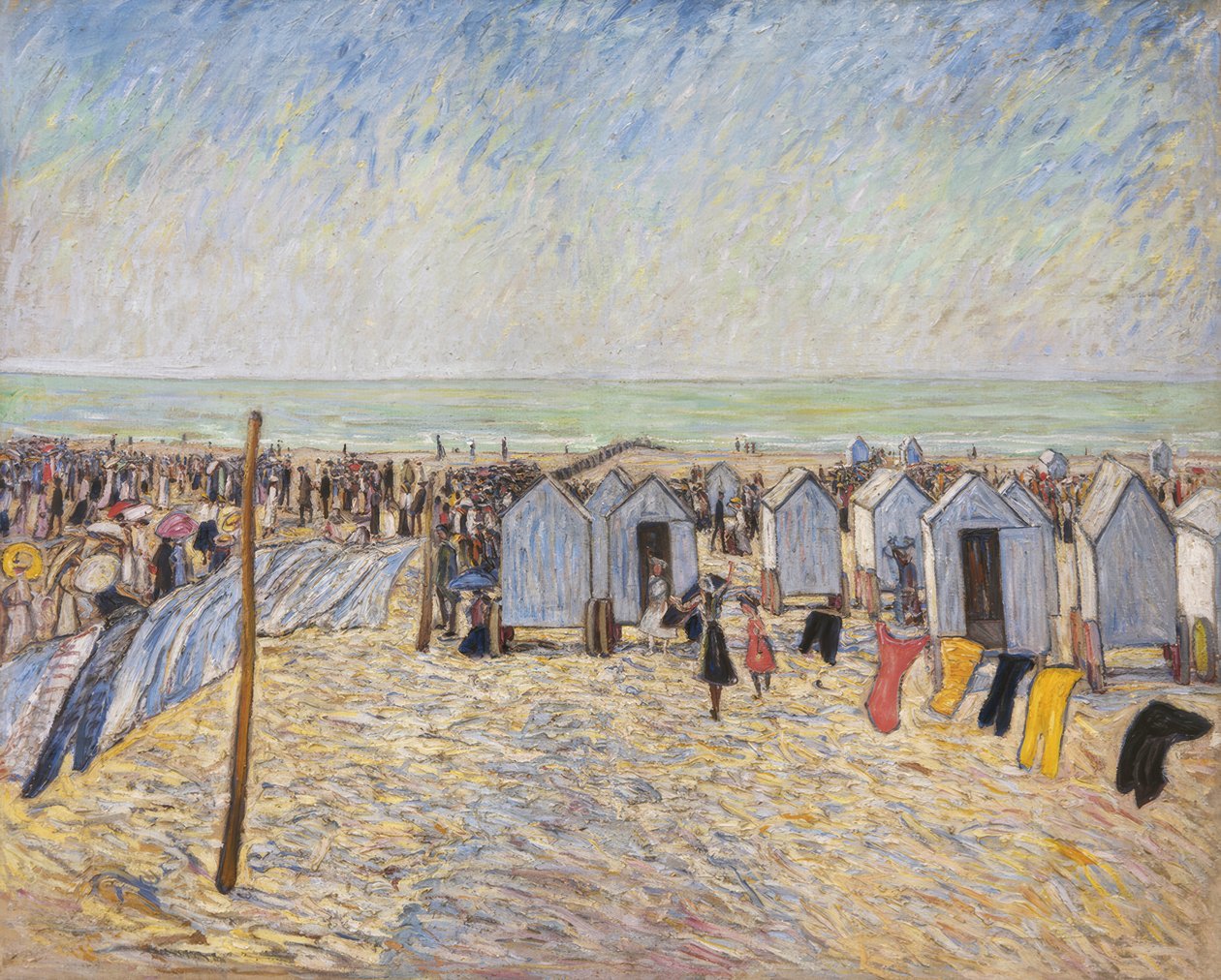 Strandbillede med badevogne (Knocke) af Theo von Brockhusen