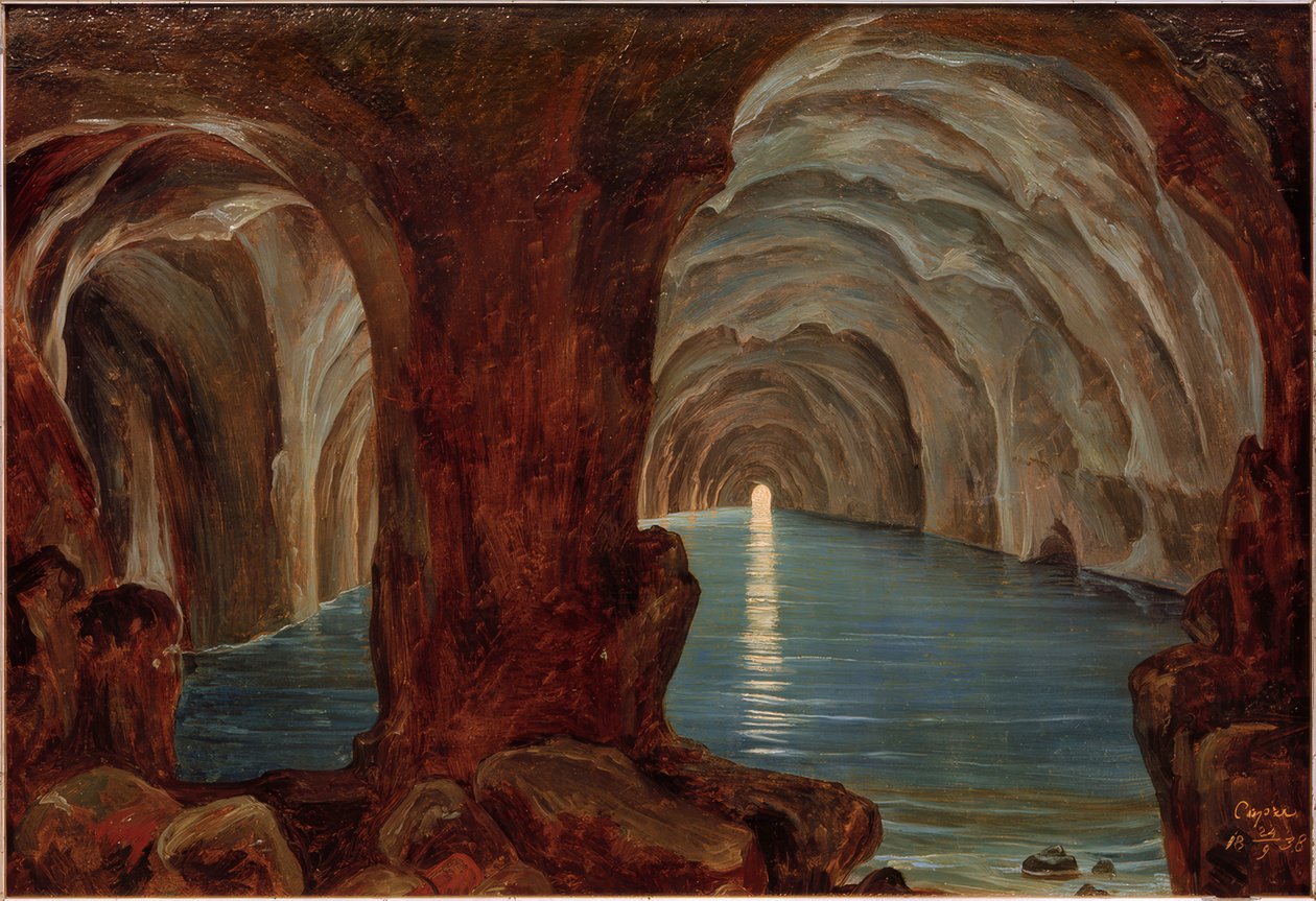 Blå grotte på Capri af Theobald von Oer