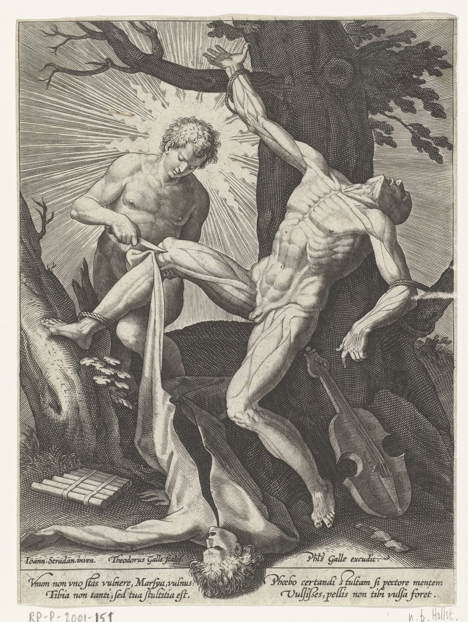 Apollo vil Marsyas af Theodoor Galle