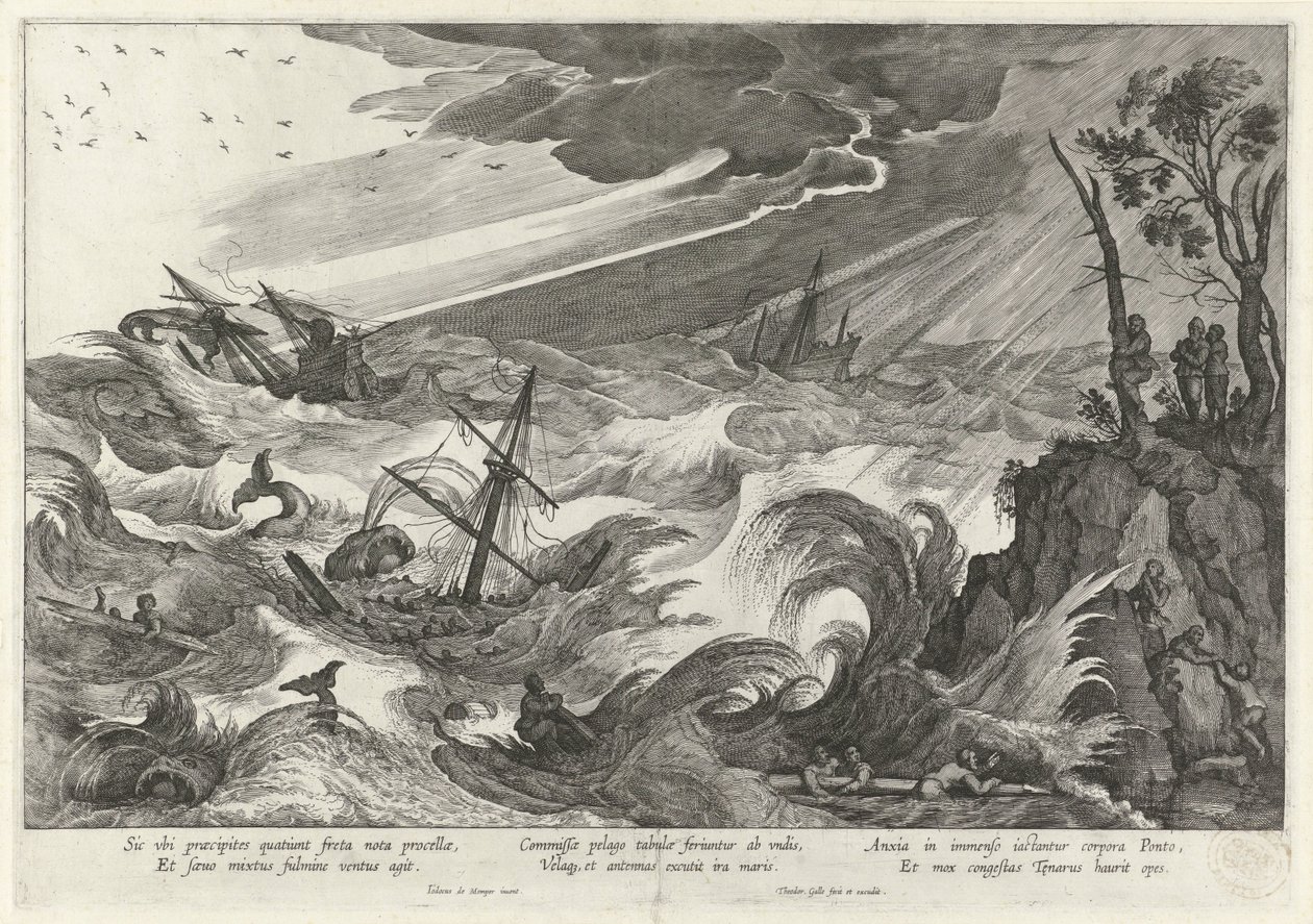 Efterår: storm på havet De fire årstider (serietitel) af Theodoor Galle