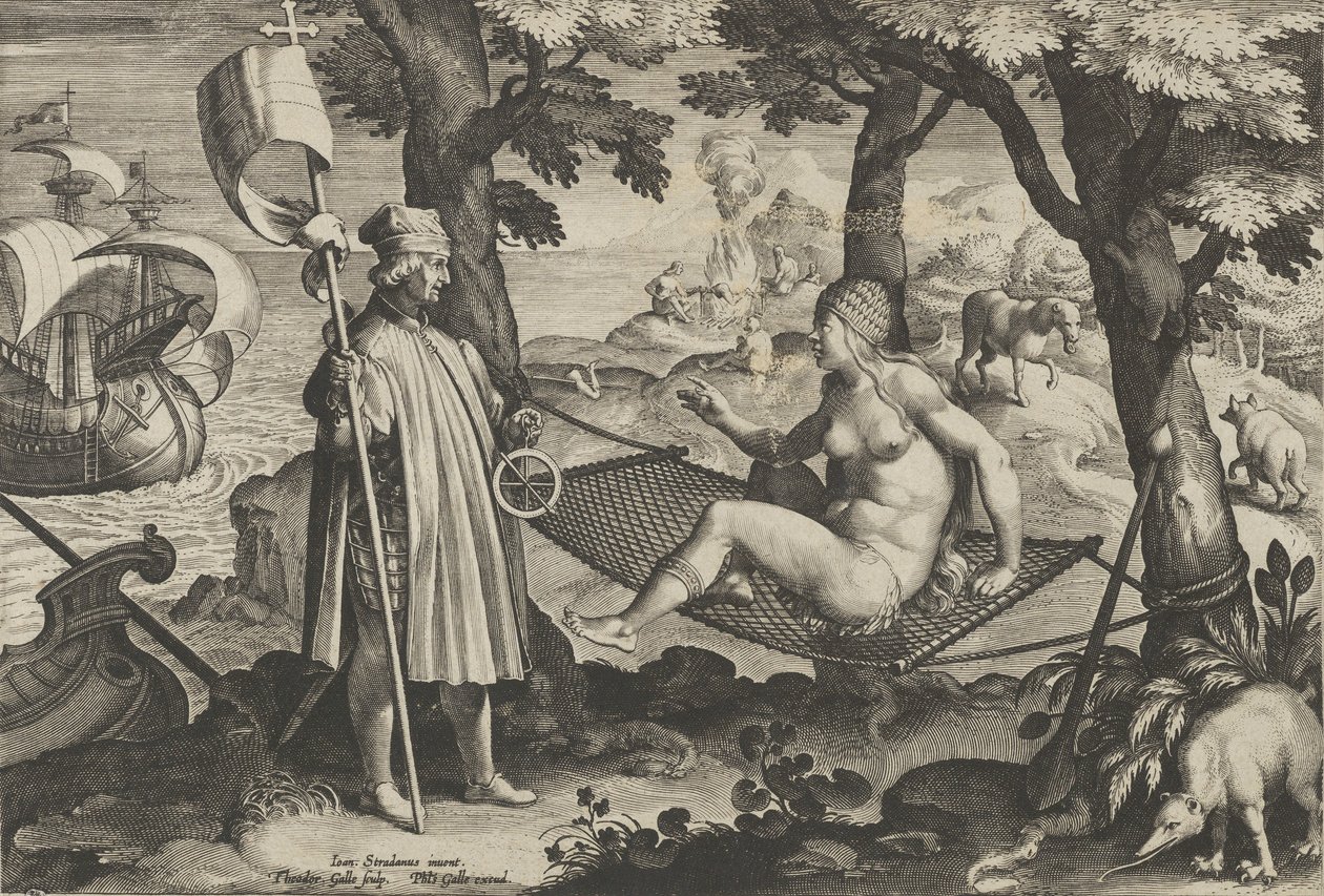 New Inventions of Modern Times [Nova Reperta], The Discovery of America, plade 1, ca. ..., ca. 1600. af Theodoor Galle