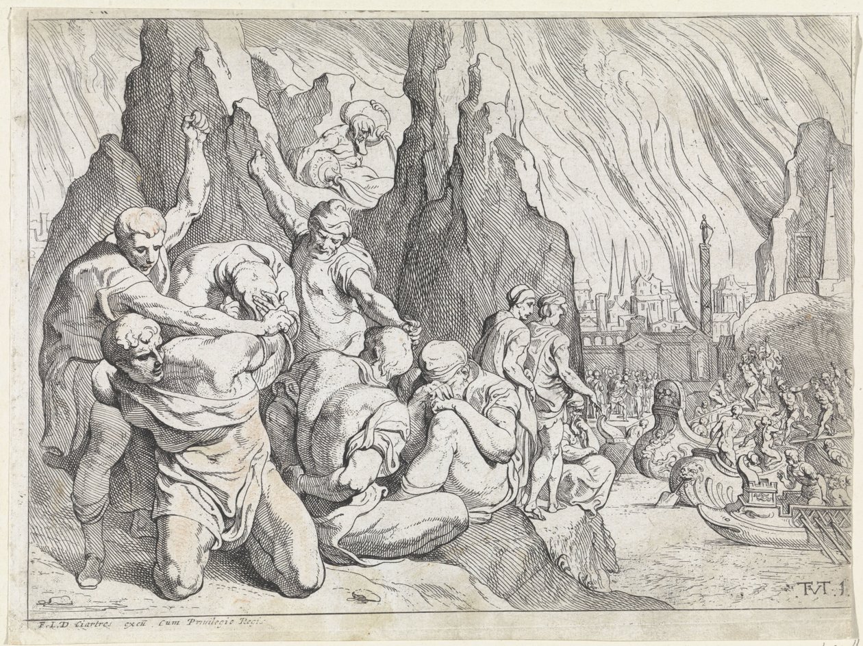 Grækerne går om bord efter Trojas fald The Labours of Odysseus (serietitel) af Theodoor van Thulden