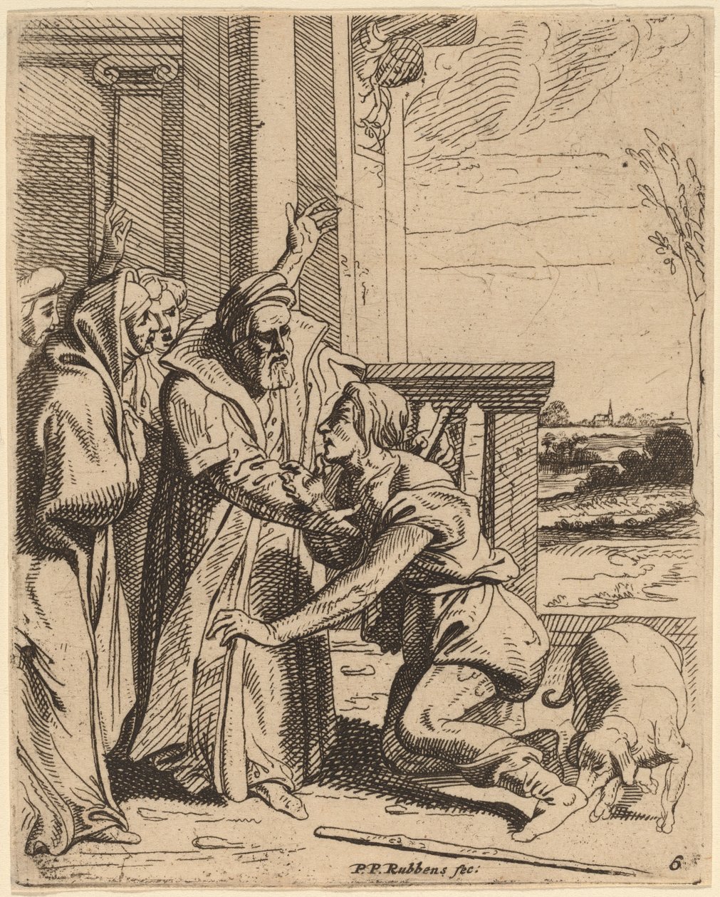 Den fortabte søn modtaget af sin far af Theodoor van Thulden after Sir Peter Paul Rubens