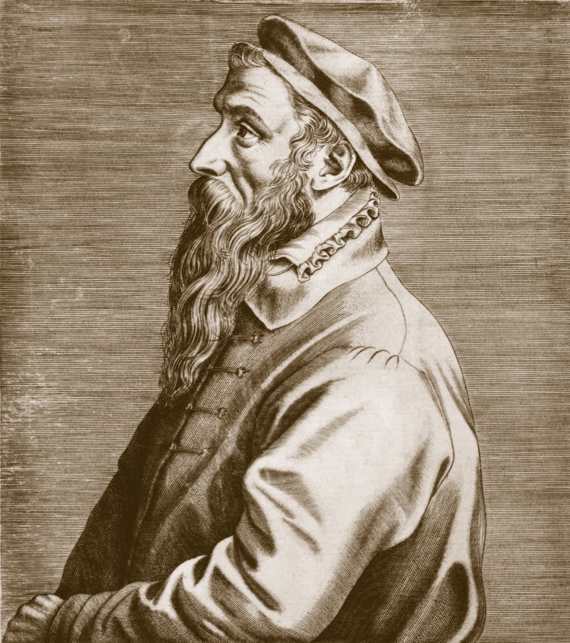 Portræt af Pieter Brueghel den Ældre (ca. 15278-69) pub. 1572 af Theodor Galle