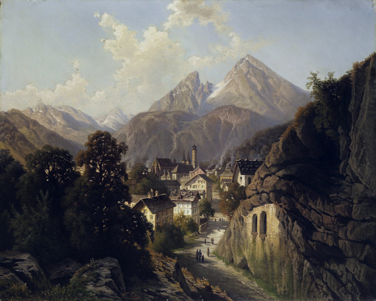 Udsigt over Berchtesgaden af Theodor Nocken