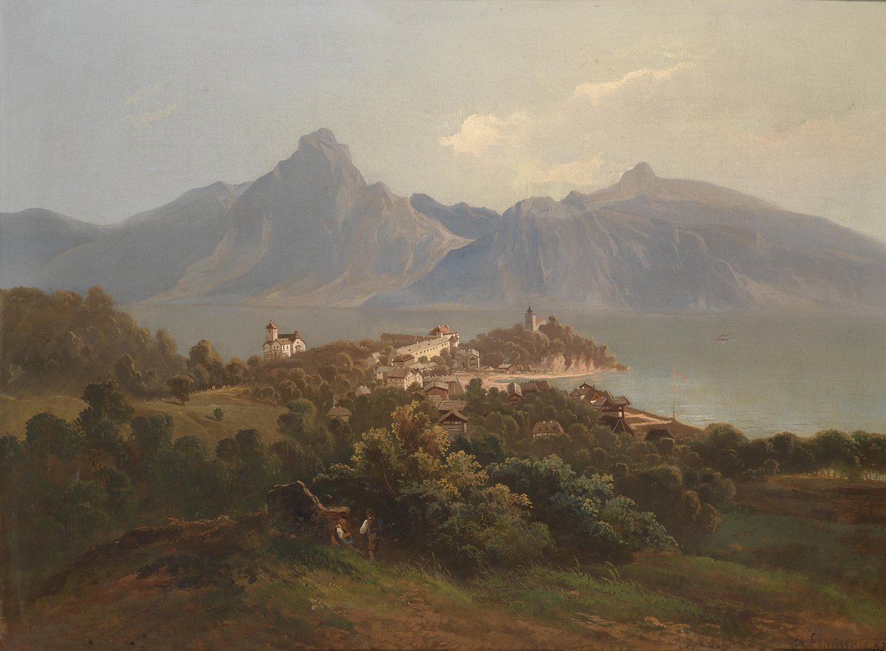 Udsigt over Traunkirchen af Theodor von Ehrmanns  