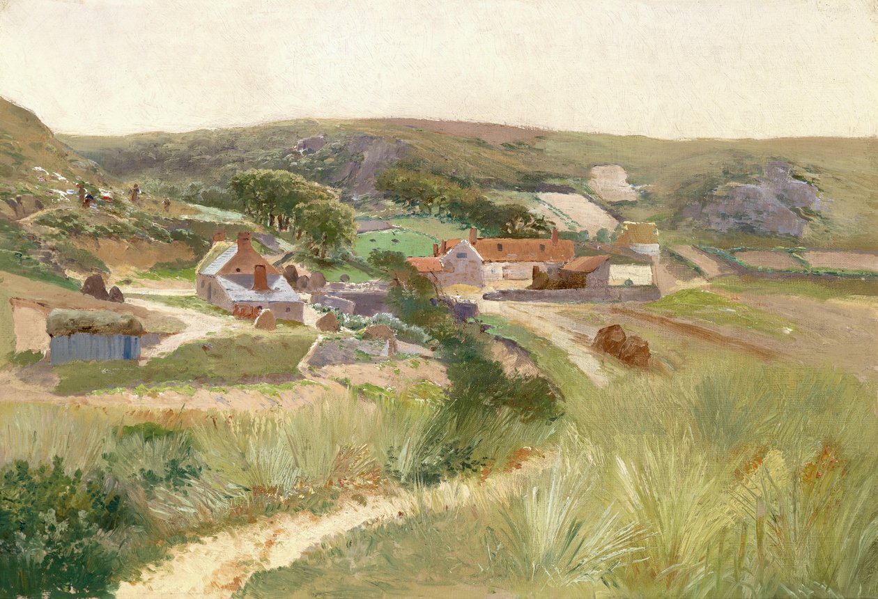 Nær Znojmo - kro med udhuse omgivet af marker og enge af Theodor von Hormann