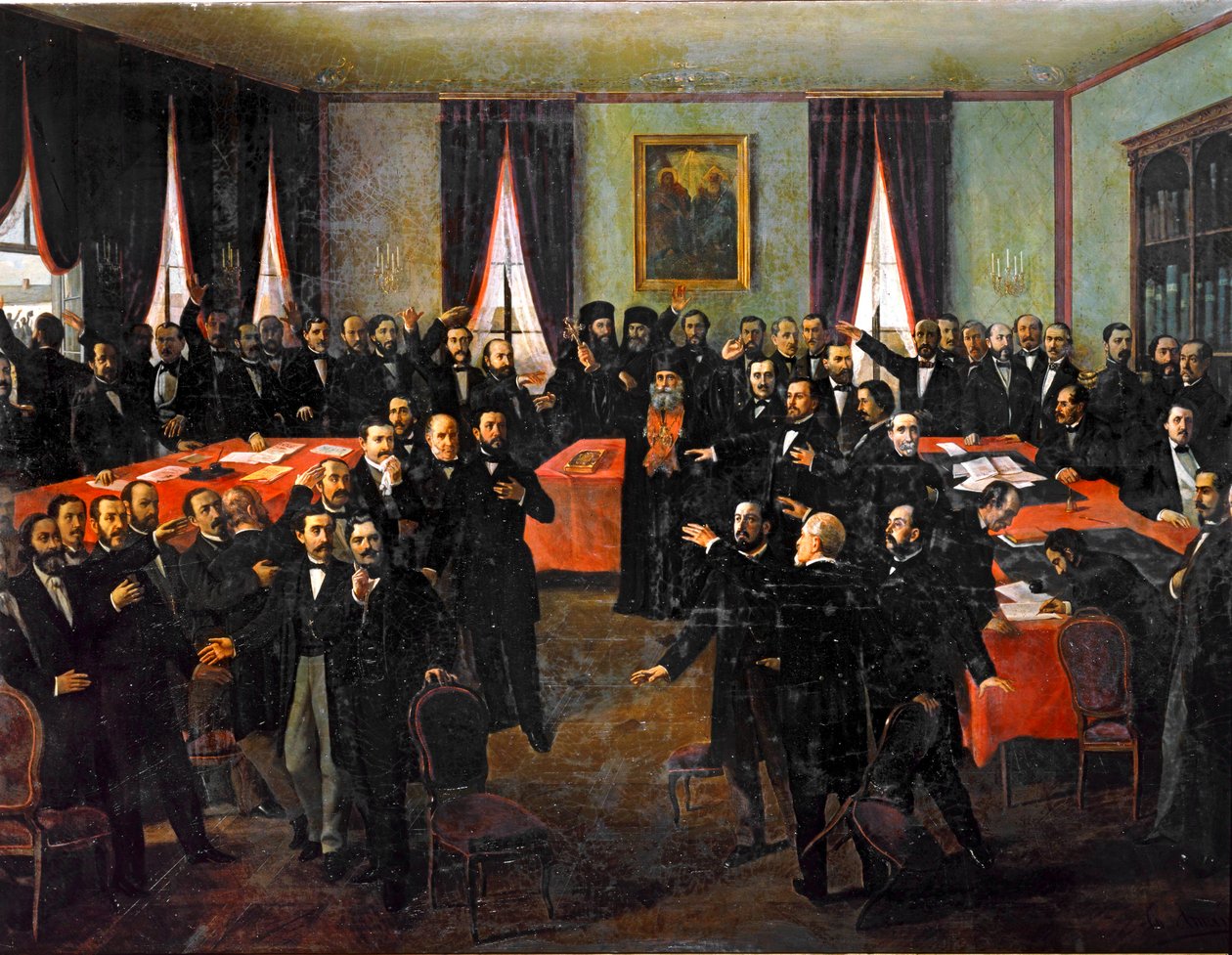 Proklamation af foreningen af fyrstendømmerne i Rumænien ... (maleri på lærred) af Theodor Aman