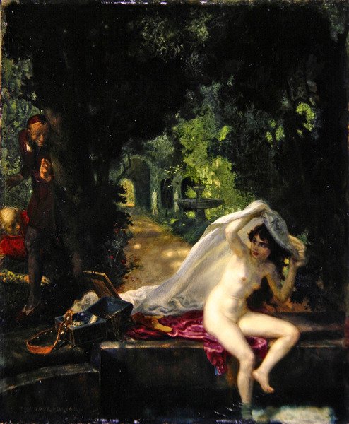 Susanna og de ældste (olie på panel) af Theodor Baierl