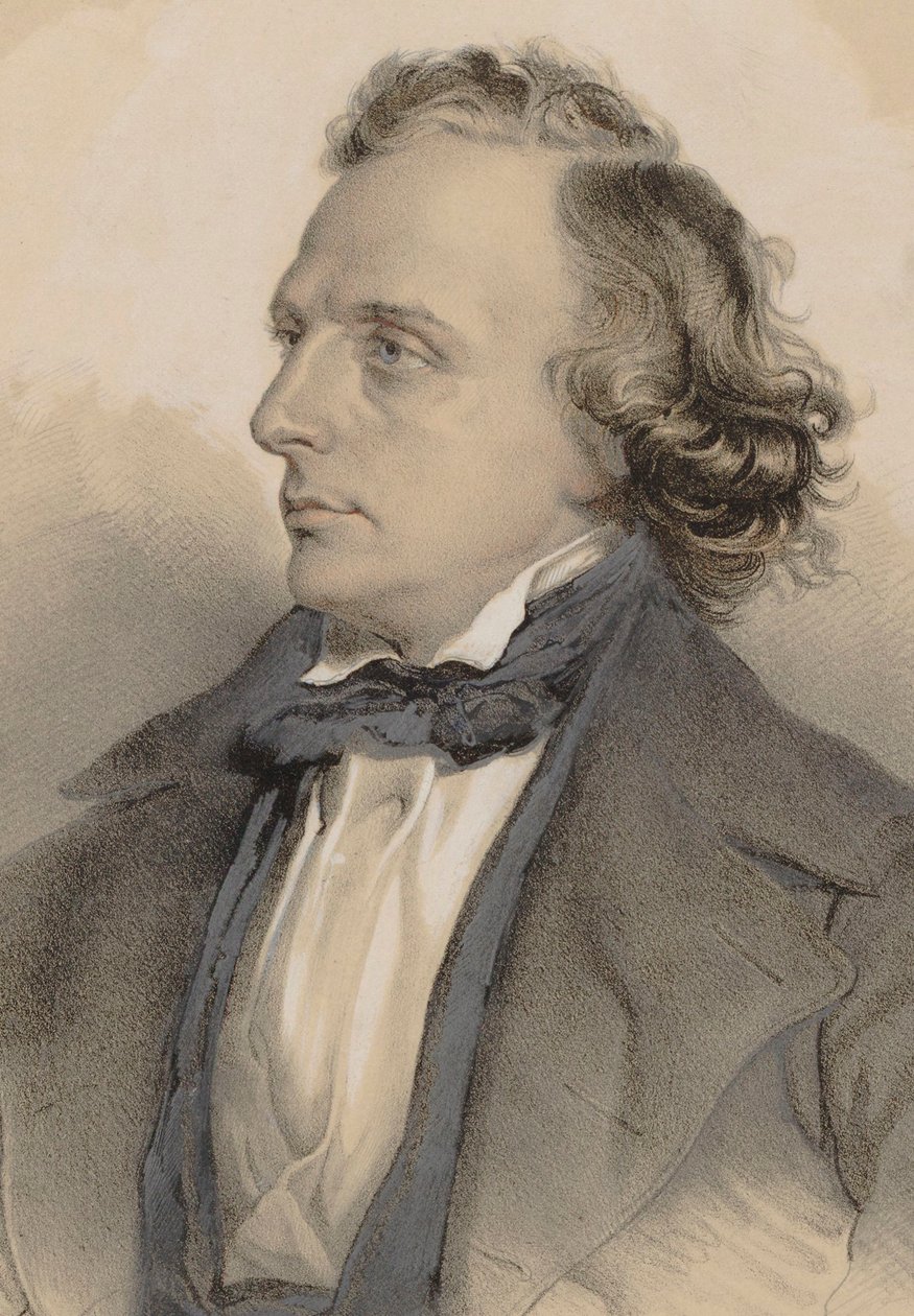 Portræt af pianisten og komponisten Henry Litolff 1818-1891, 1849. af Theodor Brüggemann