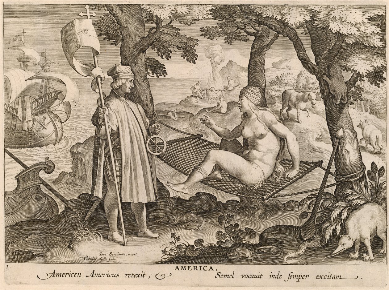 Amerika af Theodor Galle after Jan van der Straet