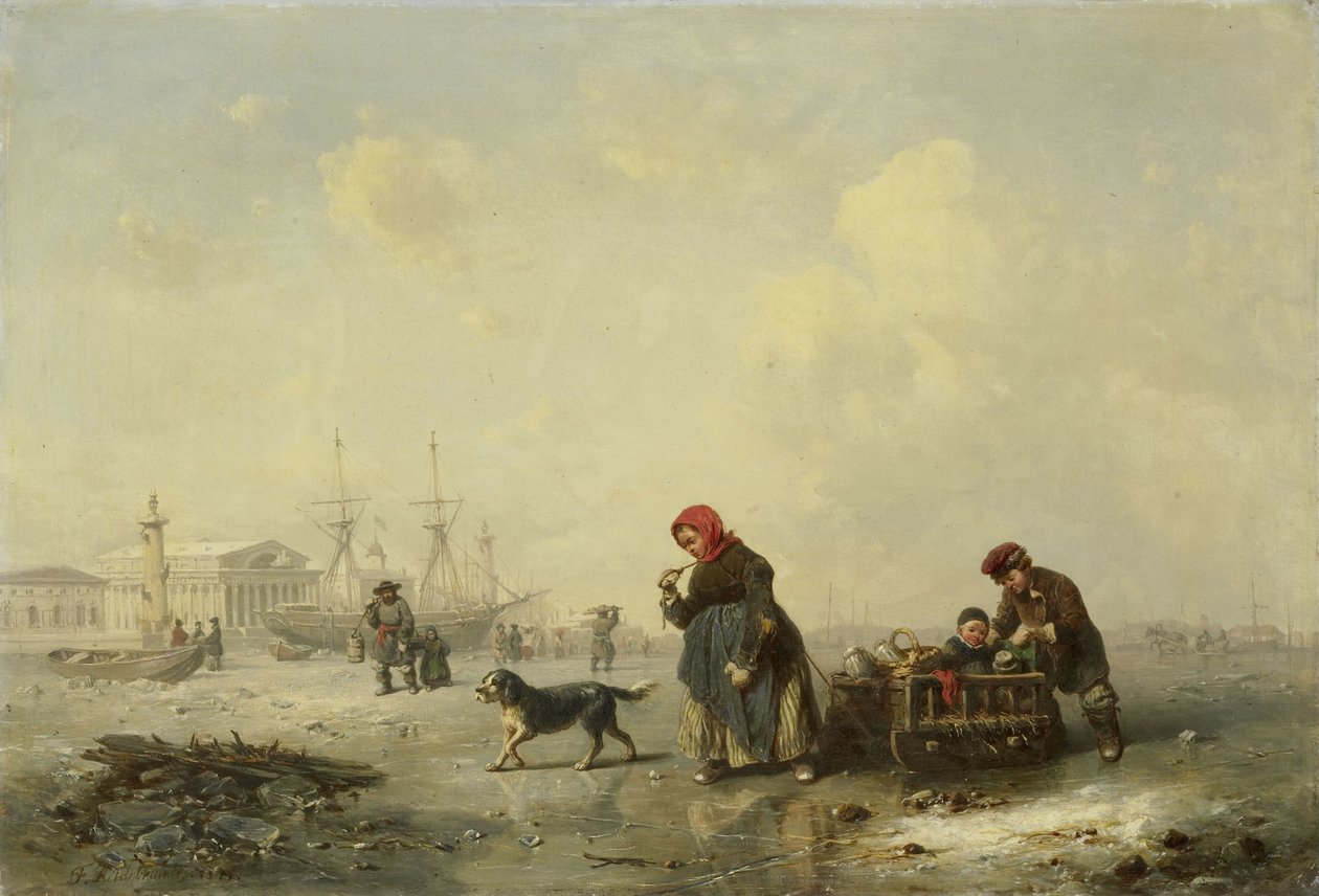The Newa i St. Petersborg (Leningrad) om vinteren af Theodor Hildebrandt