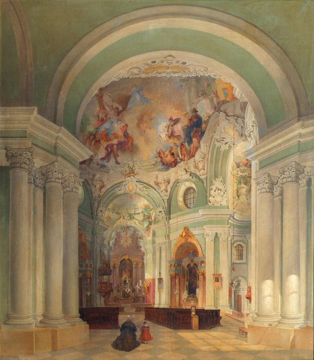 Det indre af Piaristkirken i Wien af Theodor Jachimowicz