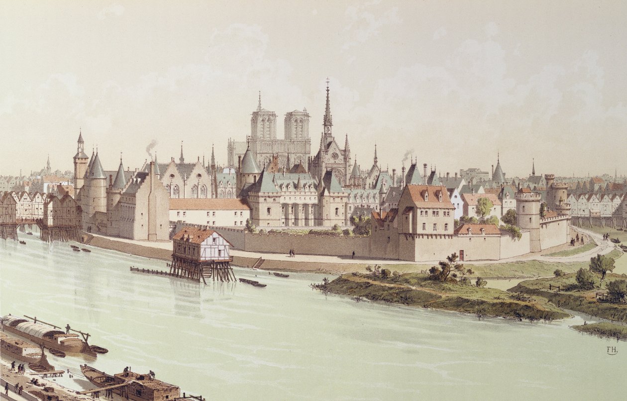 Ile de la Cite i 1530 af Theodor Josef Hubert Hoffbauer