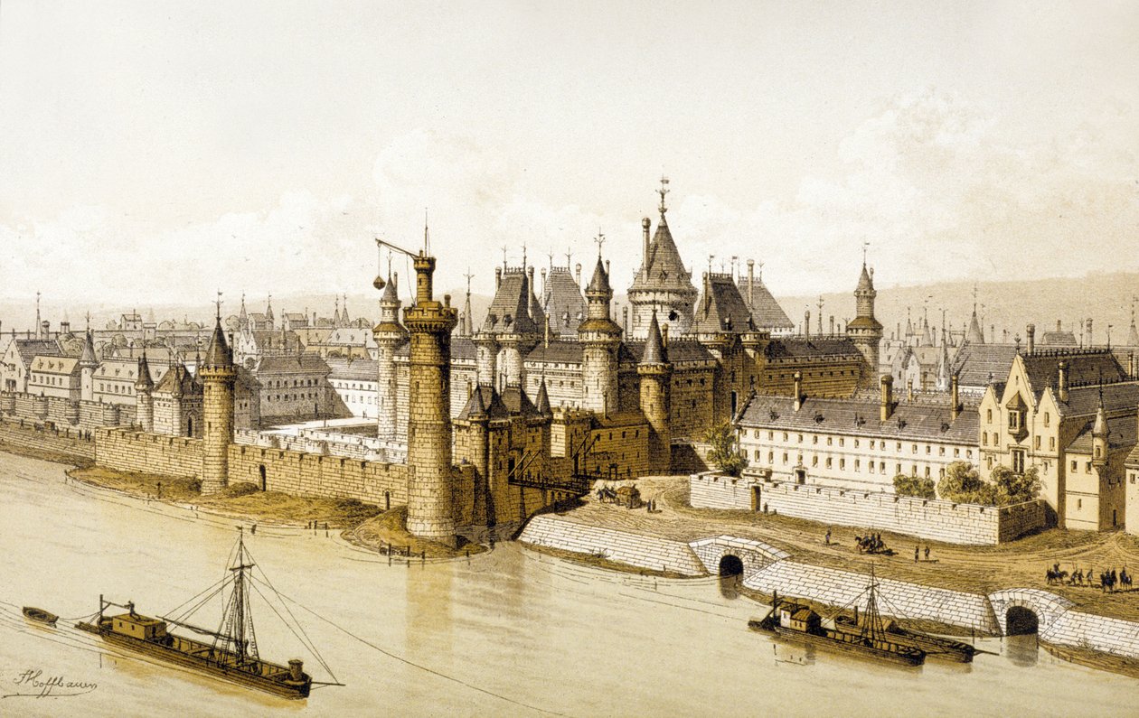 Louvre i det 16. århundrede, ca. 1880 (illustration) af Theodor Josef Hubert Hoffbauer