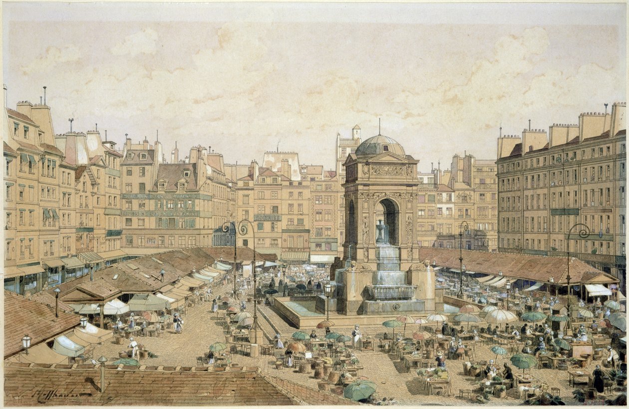 Marche aux Innocents (pen og blæk og wc på papir) af Theodor Josef Hubert Hoffbauer