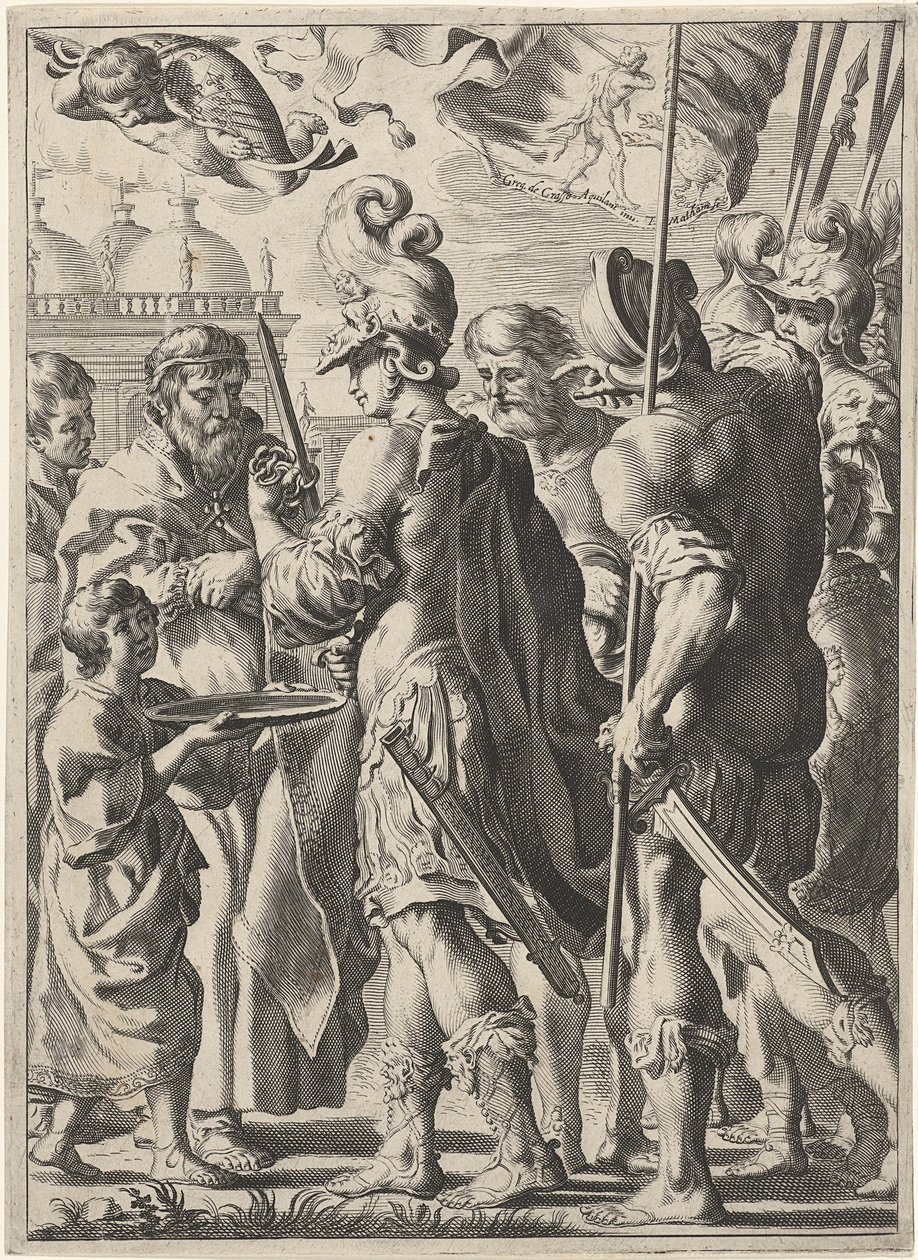 Alexander den Store skærer den gordiske knude, 1600-tallet af Theodor Matham