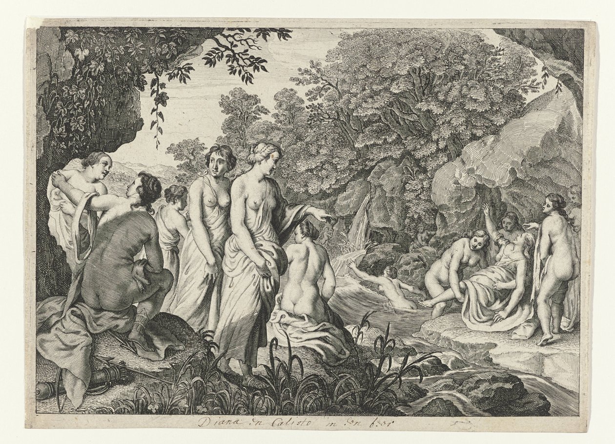 Diana opdager Callisto .s graviditet Metamorphoses of Ovid (serietitel) af Theodor Matham