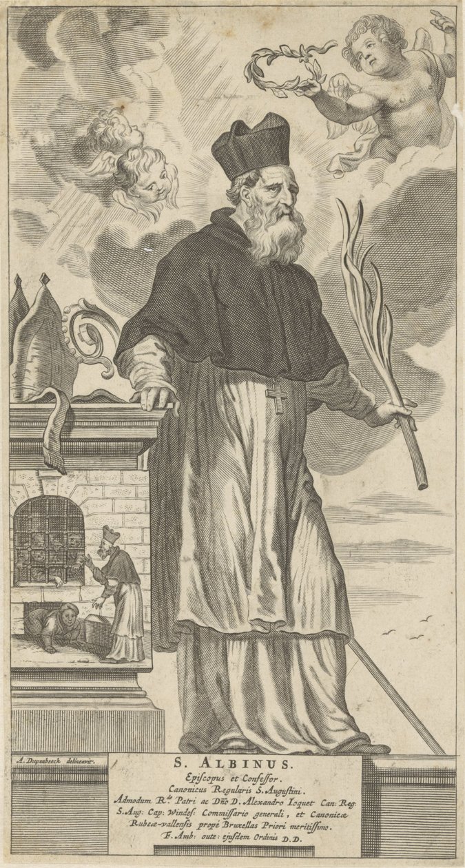 H. Albinus van Angers Sankt Albinus. Biskop og skriftefader (titel på objekt) af Theodor Matham