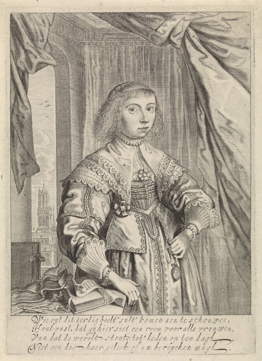 Portræt af Anna Maria van Schurman af Theodor Matham