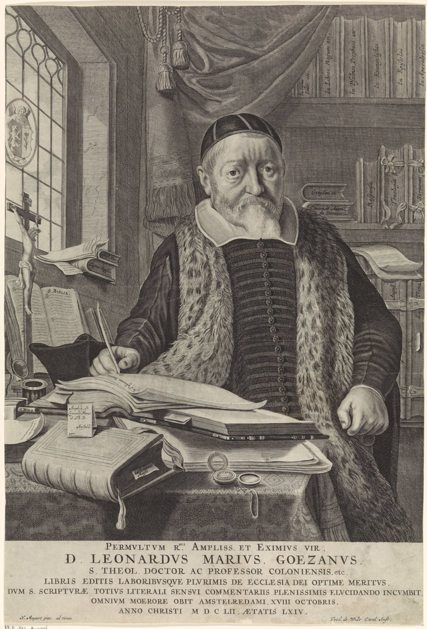 Portræt af Leonard Marius van der Goes i et arbejdsværelse af Theodor Matham