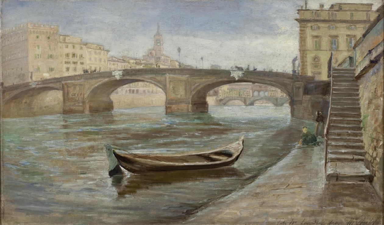 En overskyet dag i Firenze nær Ponte Santa Trinità af Theodor Philipsen
