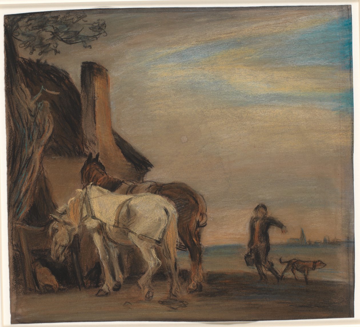 Karl, der bringer vand til to heste (kopi efter Paulus Potters maleri på Louvre) af Theodor Philipsen