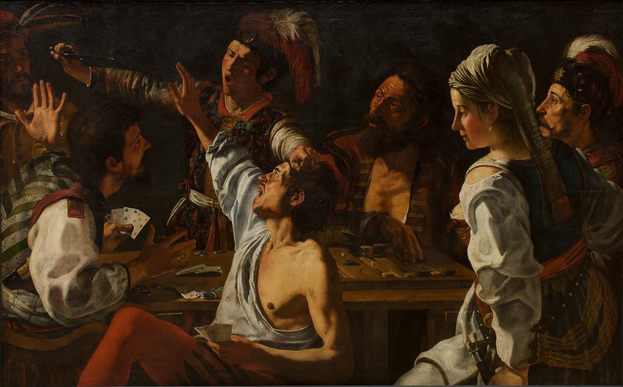Kort- og backgammonspillere. Kæmp om kort, ca. 1620-30 (olie på lærred) af Theodor Rombouts
