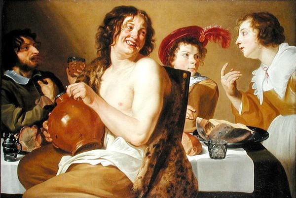 Figurer, der spiser og drikker omkring et bord af Theodor Rombouts