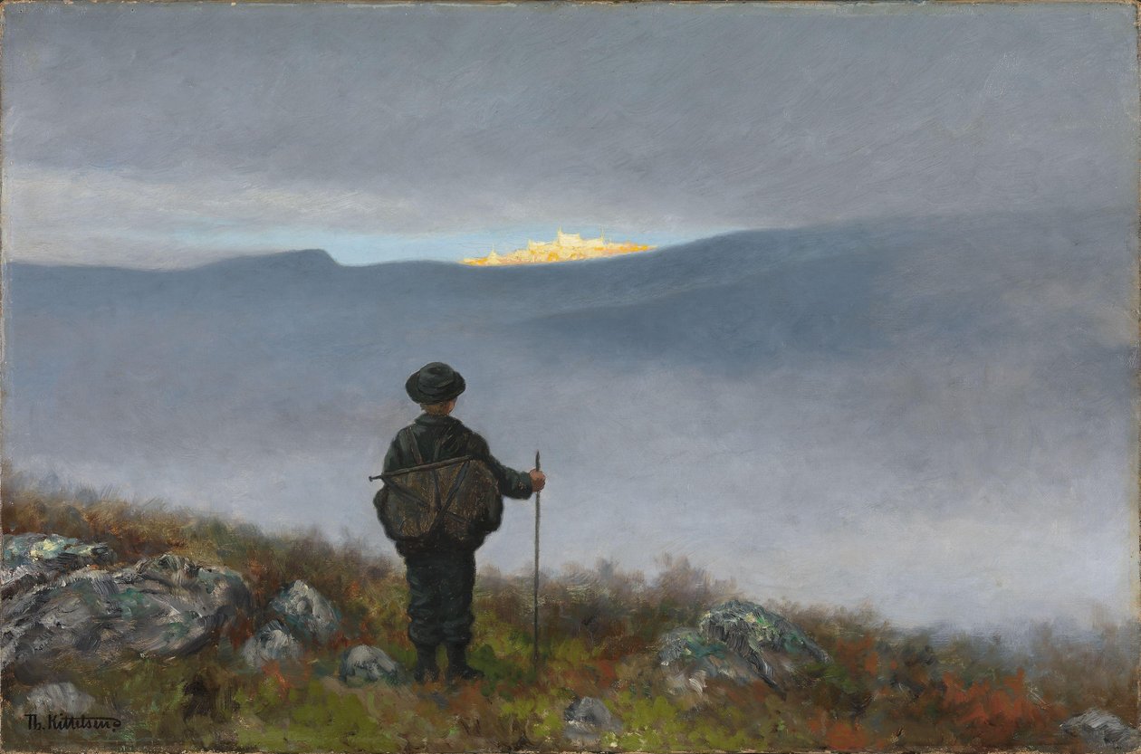 Langt, langt væk glitrede Soria Moria Palace som guld af Theodor Kittelsen