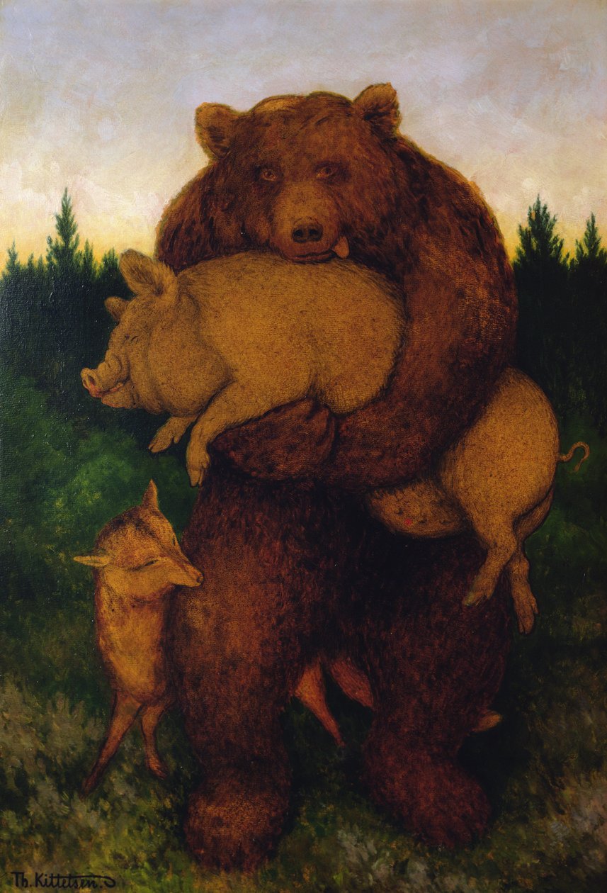 Kød, sagde bjørnen (olie på lærred) af Theodor Kittelsen
